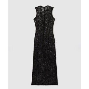 Good American Sequin Maxi Sz M Crochet Beach Dress Cover Up Mesh Party Elegant